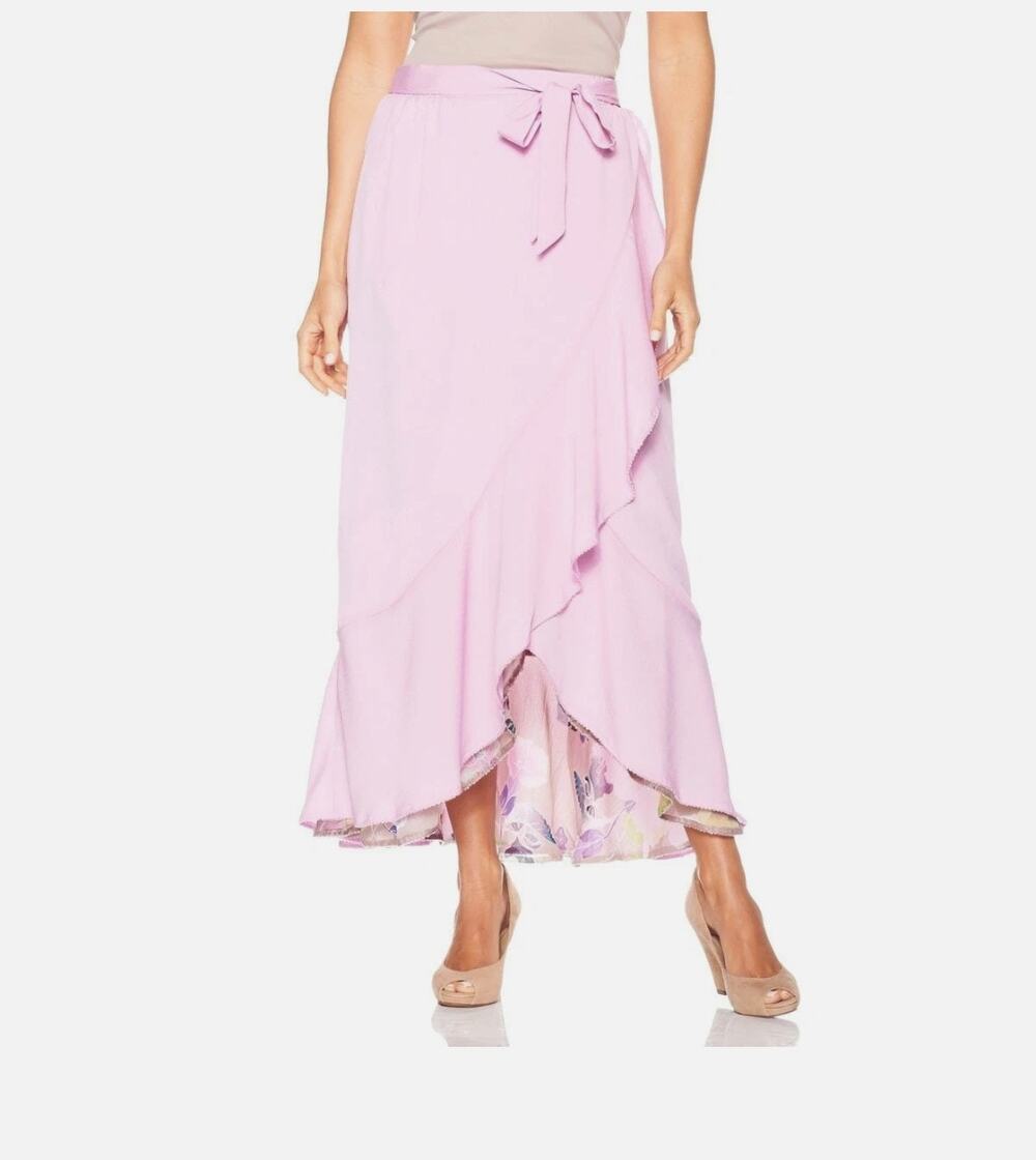 Badgley Mischka American Glamour Reversible Floral Wrap Maxi Skirt Size 1Xt
